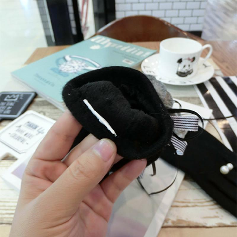 Grijs Wollen Doek Bloem Boog Handschoenen Koreaanse Mode Winter Warm Pearl Ring Touchscreen Vinger Handschoenen Vrouwen