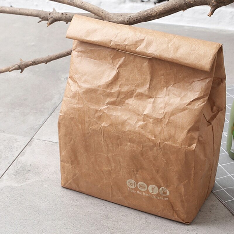 1 قطعة معزول براون ورقة الغداء أكياس كبيرة قابلة لإعادة الاستخدام الغداء كيس للكبار العمل مكتب أطفال مدرسة