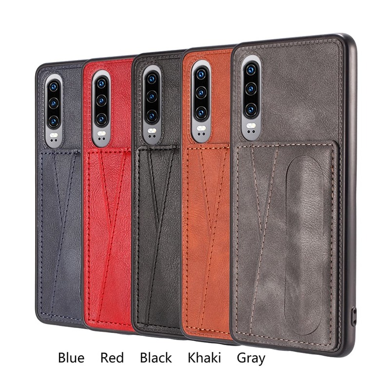 Credit Card Holder Slot Phone Case For Huawei P30 Pro Lite Nova 3 i 4 e Mate 20 30 P Smart Plus PU Leather Man Bussiness Black