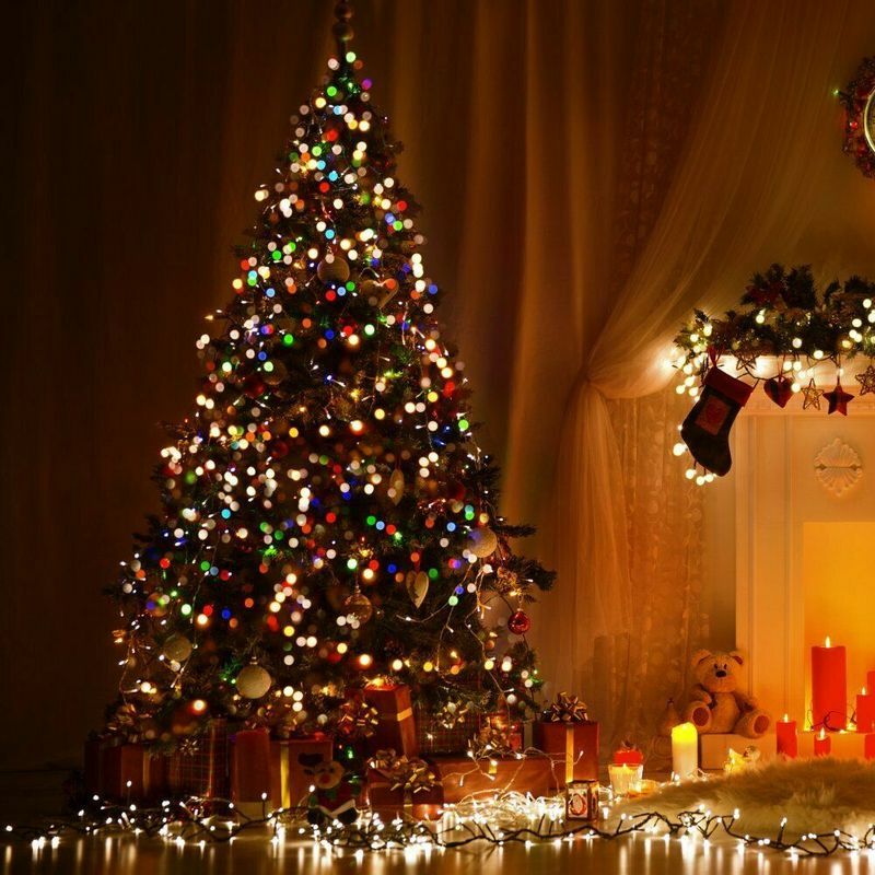 Guirnalda de luces LED impermeables para exteriores, lámpara de 7 colores, funciona con pilas, decoración de fiesta en casa, cumpleaños y Navidad