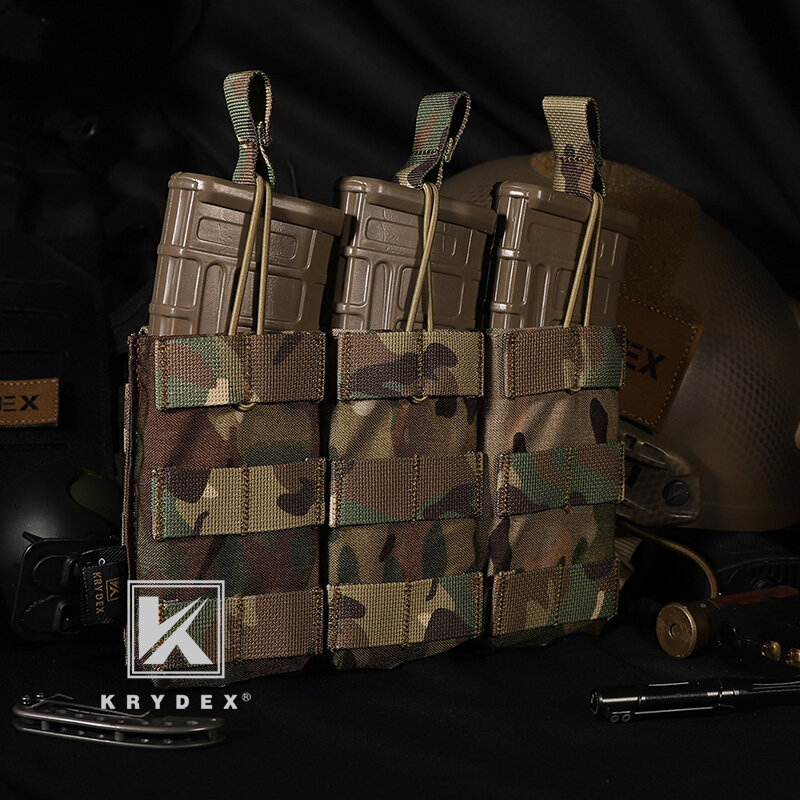 KRYDEX Tactical MOLLE 5.56mm Mag Pouch Single/Double/Triple Open-Top MOLLE Strap Magazines Pouch for M4 M16 Hunting Accessories
