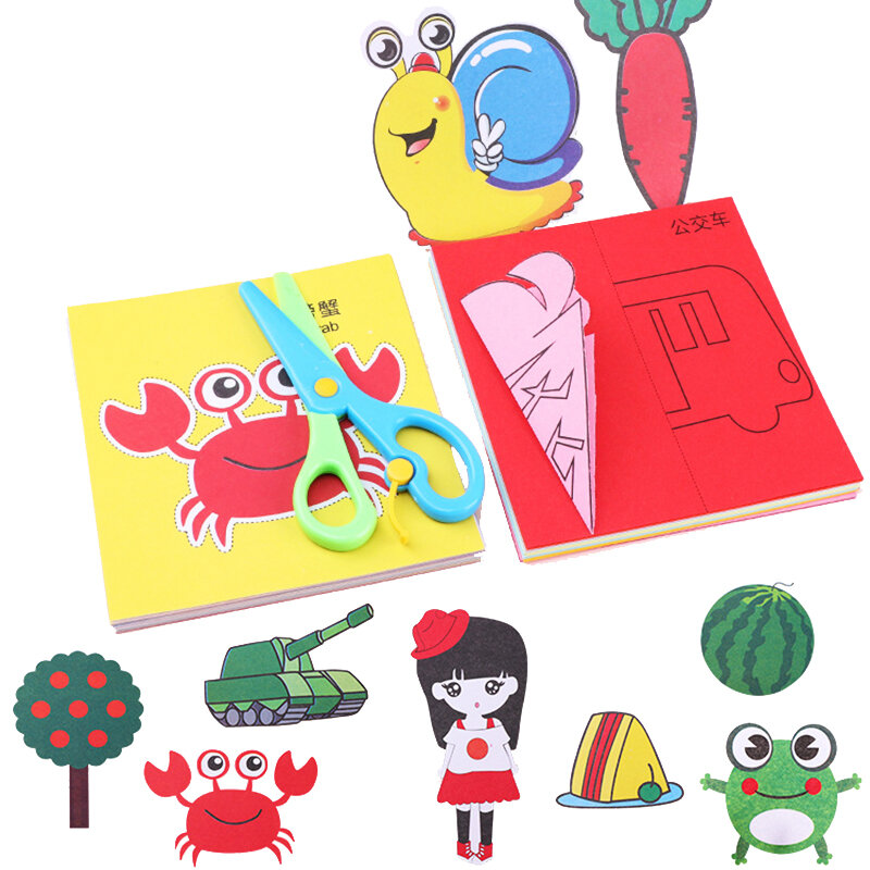 Desenhos animados cor papel corte brinquedos, Artesanato DIY crianças, Papel de artesanato animal, Arte aprendendo brinquedo educativo