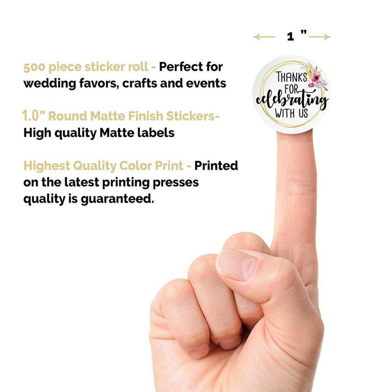 Terima Kasih untuk Merayakan dengan Kami Stiker Segel Label Bunga untuk Kartu Hadiah Pesta Pernikahan Babyshower Nikmat Hadiah Paket Lebih Dekat