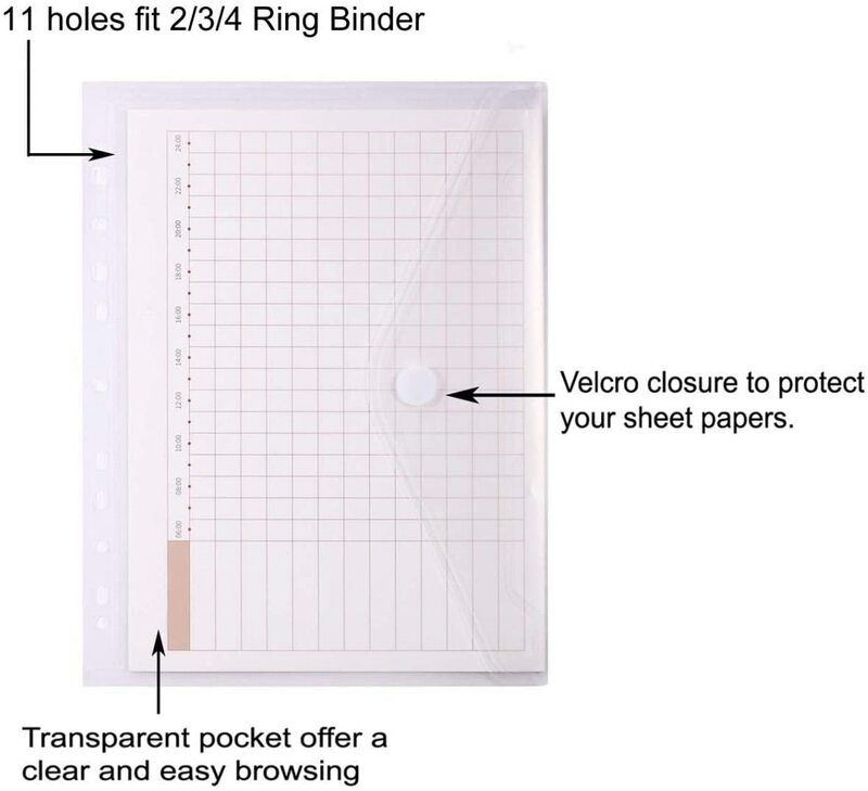 ใหม่11หลุม A4ขนาดพลาสติกแฟ้มซองจดหมายกระเป๋าใส่หน้าสำหรับกระเป๋าสตางค์ LBinders,พร้อม Velcro ปิดสีสารพัน