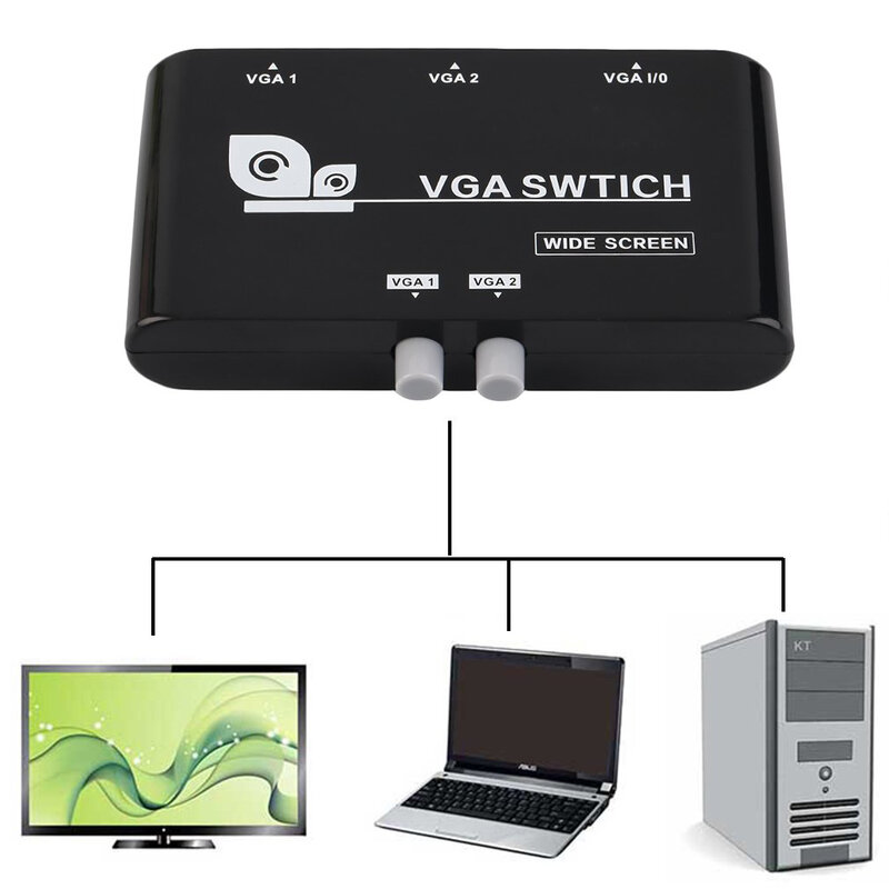 Caja selectora de vídeo VGA, conmutador kvm, 2 en 1, para compartir bidireccional, para proyectores de monitor de ordenador