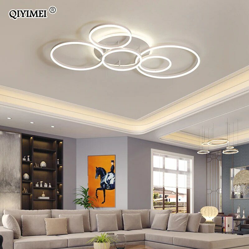 Lustre LED moderno para sala de estar, Dourado e branco, Lâmpadas internas, Iluminação para salão, Lustres Lustres Chandeliers, Luminária para quarto