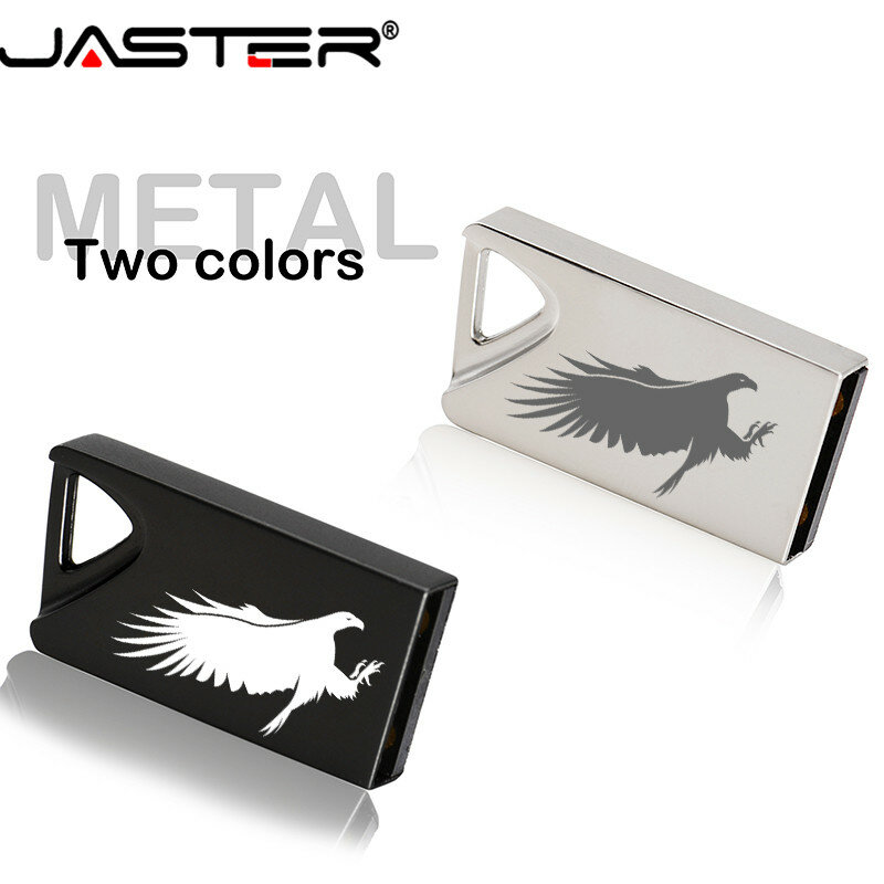 JASTER-미니 메탈 블랙 실버 키 체인 포함 4G 8G 16G 32GB 64GB 128GB 펜 드라이브, 무료 로고 10 개 이상, USB 2.0