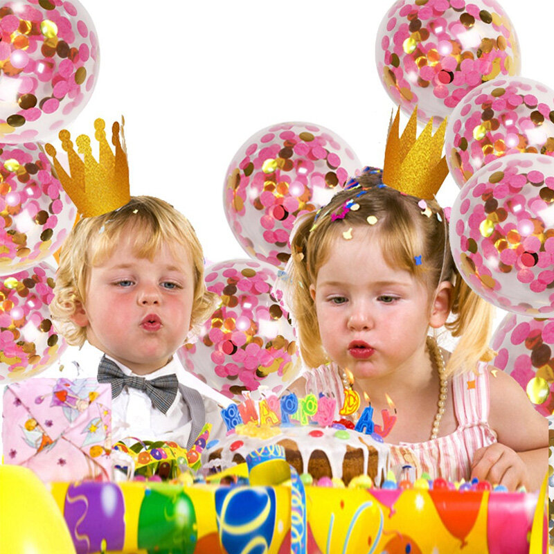20pcs 12 Inch Confetti Balon Dekorasi untuk Pernikahan, Baby Shower, Ulang Tahun Perayaan Pesta Dengan Pompa Udara Curling Pita