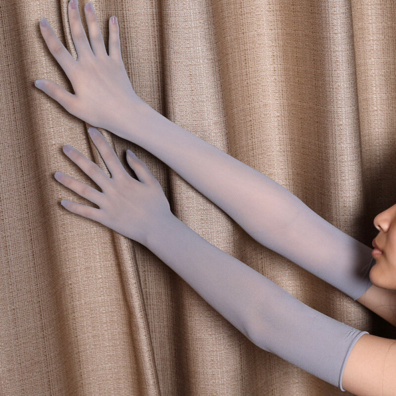 Перчатки для косплея для женщин и мужчин, тонкие прозрачные дышащие длинные эластичные пикантные кружевные однотонные, белые, черные, теплые колготки