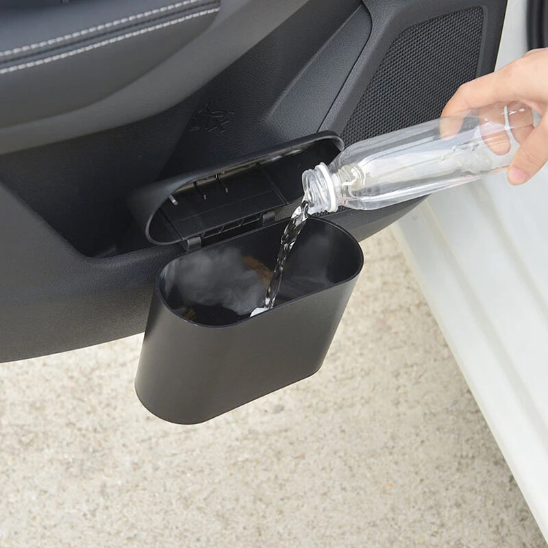 1L Car Interior Storage Case Trash Bin Push Can Mini Tray Dustbin Garbage Box Door Seat Clip Stand Holder Automotive Accessories