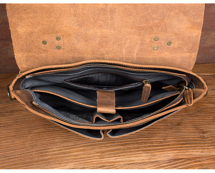 Retro Casual Leather Men Handbag Male Business Briefcase Crazy Horse Leather Cowhide Computer Bag Shoulder Messenger Bag Vintage