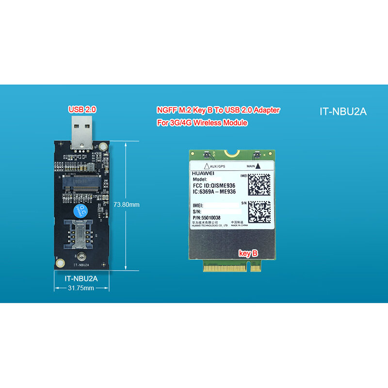 NGFF M.2 Clé B vers USB 2.0 3.0 adaptateur de signal pour Quectel EM12-G EM20-G EM06 SIMCOM SIM7912G SIM7920G SIM7906E SIM3G 4G Tech