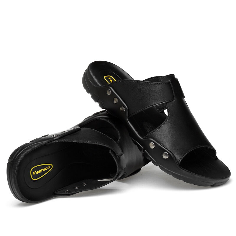 Damyuan 2020 nova venda quente chinelos de verão masculinos de duas camadas de couro masculino ao ar livre sapatos esportivos antiderrapantes plug resistente ao desgaste grande 50