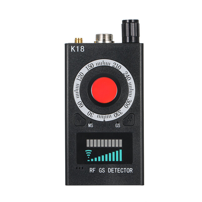 Multi-função anti-espião detector câmera gsm áudio bug finder gps sinal lente rf rastreador detectar produtos sem fio 1mhz-6.5ghz k18