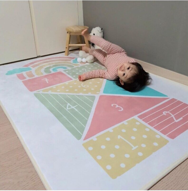 INS Nordic Rainbow Checkers Carpet Creeping Mat Children's Room Decoration Game Crawling Mat Non-slip Pad Photography Props