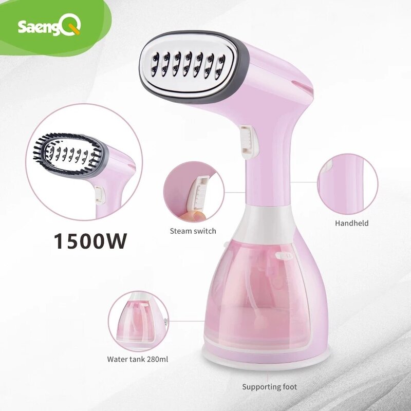 SaengQ-Vaporizador portátil de vestuário, ferro a vapor de tecido doméstico, mini-calor vertical portátil para passar roupas, 1500W, 280ml