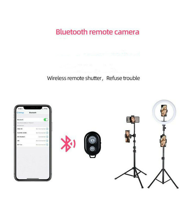 Anillo de luz LED de 26cm para Selfie, iluminación alimentada por USB con soporte ajustable de 1,6 m y obturador remoto para estudio, transmisión en vivo de Youtube