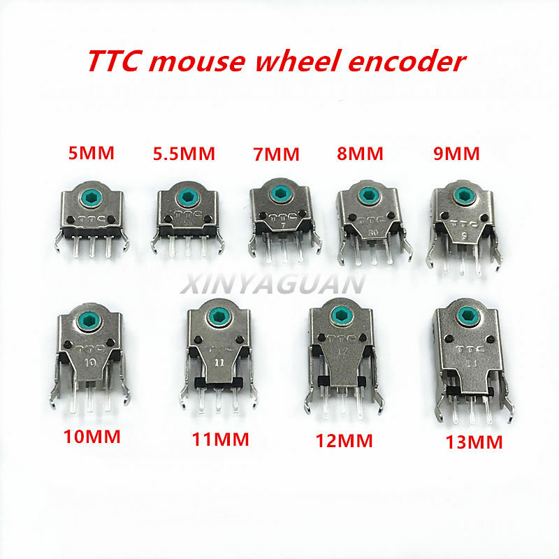 Codificador de rueda de rodillo de ratón TTC de alta precisión Original, decodificador de ratón de núcleo verde, 5mm, 5,5mm, 7mm, 8mm, 9mm, 10mm, 11mm, 12mm, 13mm, 2 uds.