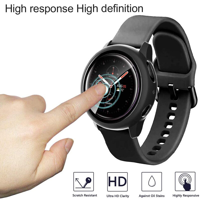 Coque de protection + verre pour Samsung Galaxy watch active 2, 44mm/40mm, couverture complète + film de protection d'écran, pour Galaxy watch active2