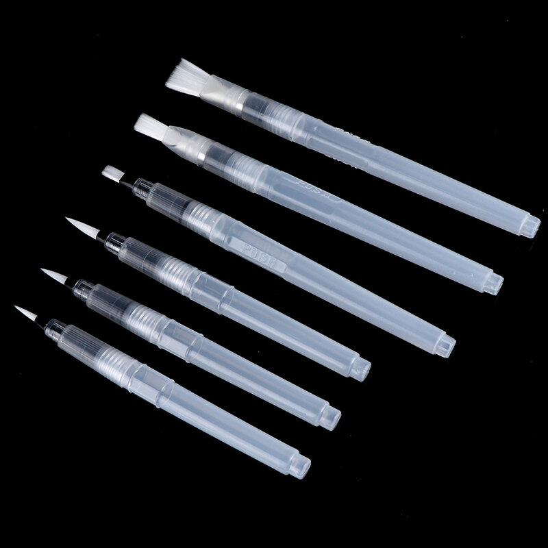 6 Pcs Water Color Gouache Brush Paint Brush Different Shape Round Pointed Tip for Drawing Painting Art Supplies Refillable