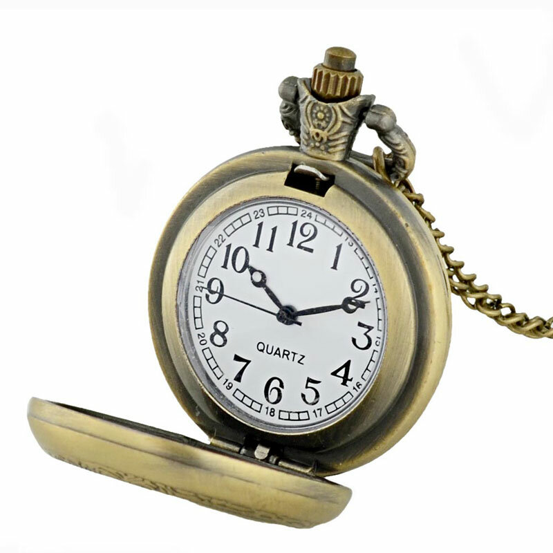 อัศวินคลาสสิกของโคลัมบัสเงิน Vintage Quartz นาฬิกาผู้ชายผู้หญิงแก้วโดมจี้สร้อยคอนาฬิกาของขวัญ