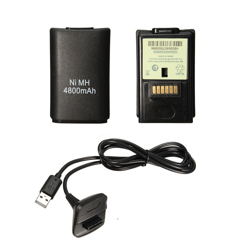 2Pcs 4800mAh Batterie + 1 Ladekabel für Xbox 360 Akkus Wireless Controller Gamepad Replacment Großhandel