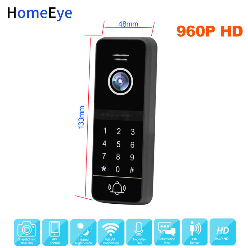 Tuya App Remote Control WiFi IP Video Door Phone Video Intercom 960P Home Access Control System Keypad+IC Card Motion Detection