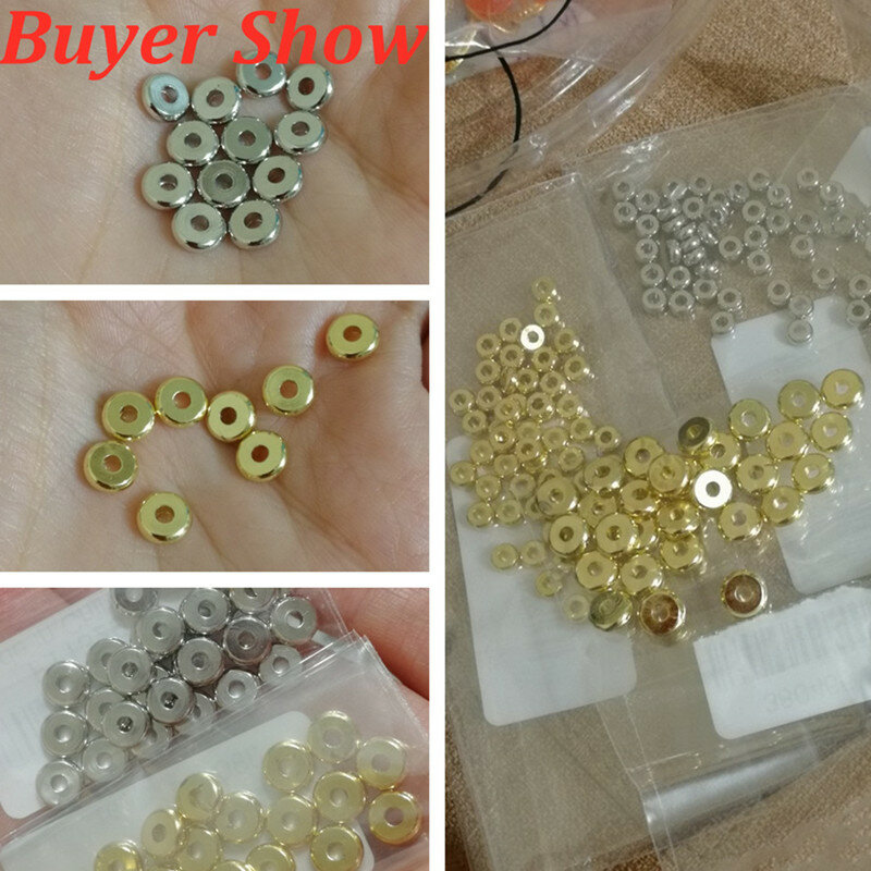 MINHIN 30/50Pcs 3/6/8mm Silvers Gold Spacer Beads European Flat Beads For for DIY Jewelry Making Bracelet Accessories Wholesale