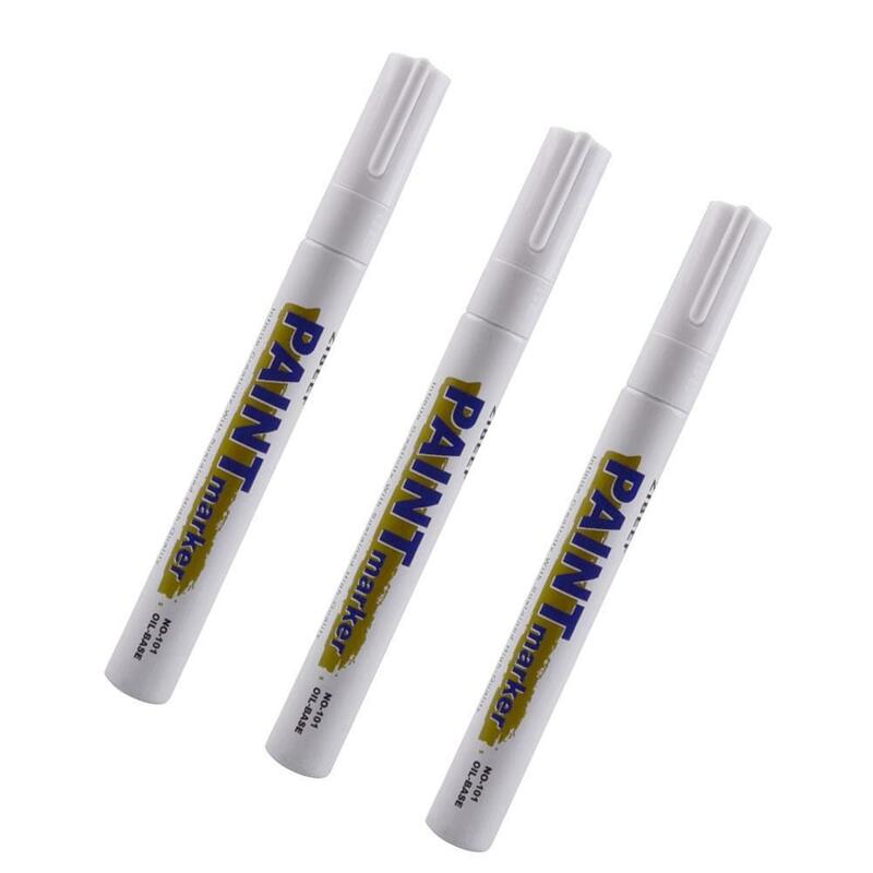 3pcs White Paint Pen Paint Markers Waterproof Car Tyre Oil-Based Paint Pen Set Quick Dry And Permanent