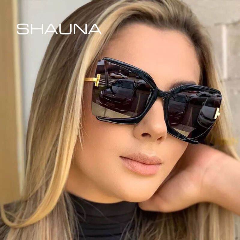SHAUNA – lunettes de soleil papillon surdimensionnées, marque de styliste, dégradé, UV400