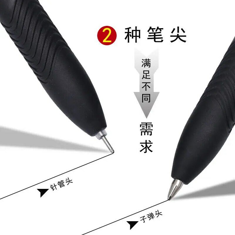 12 stücke Schwarz Neutral Stift 0,5mm Kugel Kopf Voller Nadel Rohr Carbon Wasser-basierend Büro Schreibwaren Schleif Arbeiten