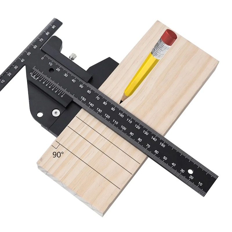 Regla de medición desmontable de dibujo tipo T de aleación de aluminio, herramientas multifuncionales DIY para carpintería