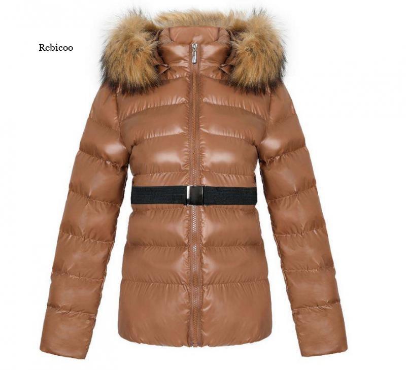 Parka Coat donna giacca Casual imbottita in pelle Pu solido con cappuccio manica lunga Zip-Up spesso caldo cappotto corto con cintura