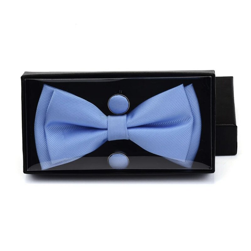 Набор однотонных галстуков-бабочек разных размеров, мужской простой платок-бабочка, запонки, Подарочная коробка, набор для мужчин, свадебные модные галстуки