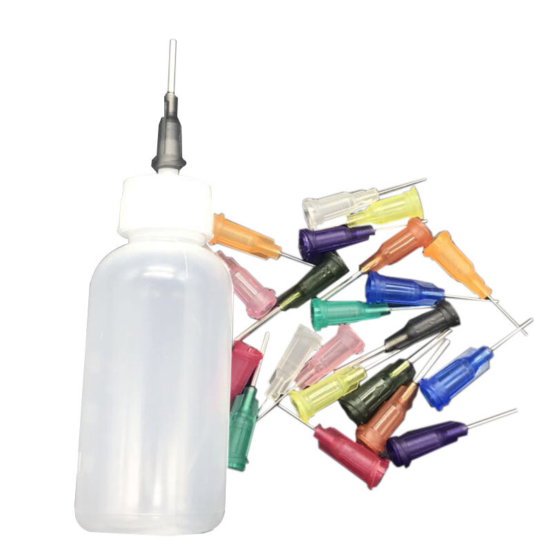 Transparent Polyethylene Needle Dispensing Dispenser Bottle for Rosin Solder Flux Paste   11 Needles 30ml