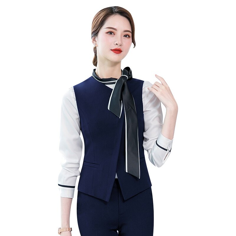 อารมณ์ผู้หญิงธุรกิจเสื้อกั๊กทำงานเครื่องแบบ Slim Ol Outerwear สำนักงานอย่างเป็นทางการสุภาพสตรีสัมภาษณ์ Plus ขนาดเสื้อ DD2739