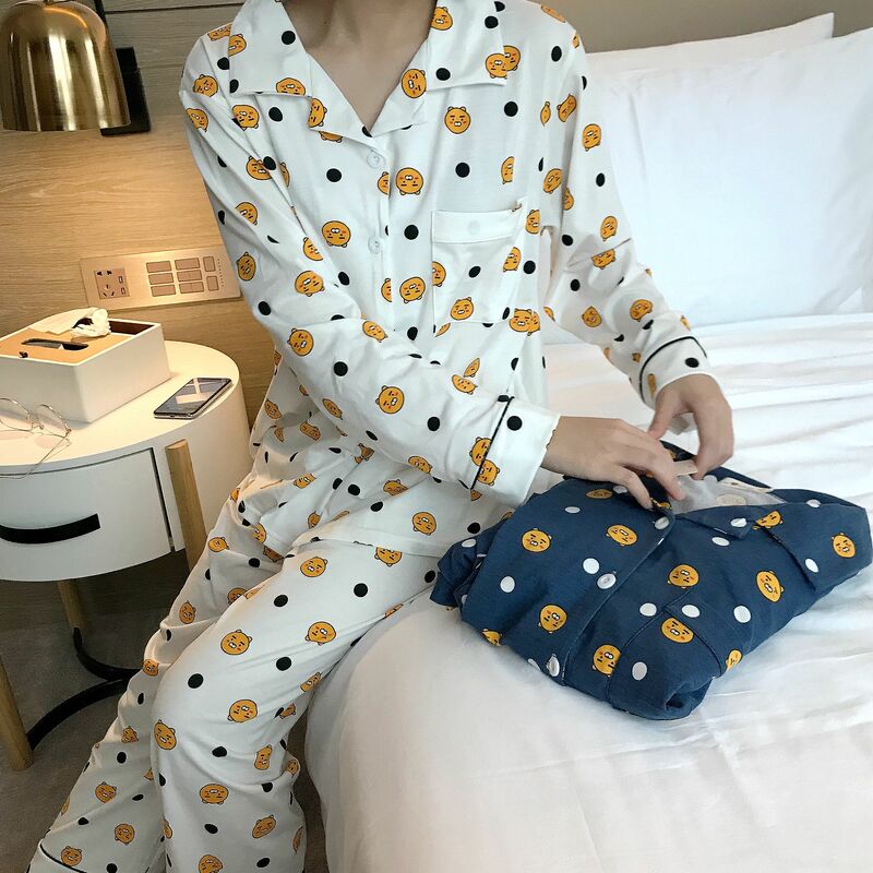 Женские пижамные комплекты осень весна зима Kawaii Мультфильм Kpop Bangtan пижамы для мальчиков Pijamas Mujer хлопковая одежда для сна