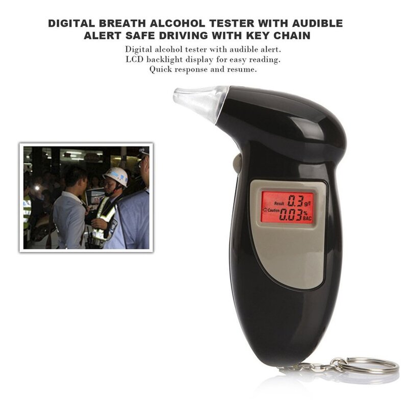 Venda quente digital respiração alcohol tester bafômetro tela lcd soprando analisador de álcool detector bafômetro com luz de fundo