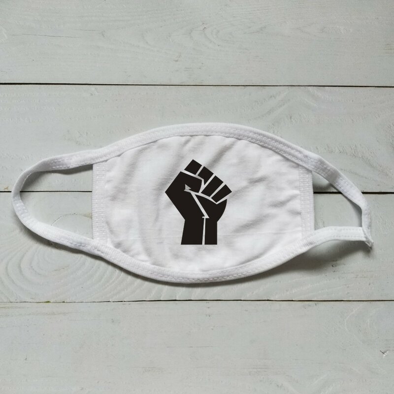 Customized Logo Power Fist 100% Cotton Face Mask with soft cotton ear loops Washable and Reusable Black Lives Matter Face Mask