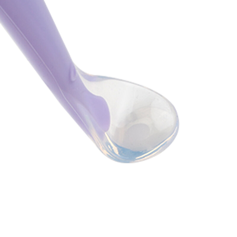 Cuchara de alimentación de silicona blanda para bebé, vajilla con detección de temperatura de Color caramelo, utensilios, herramienta de alimentación para bebé