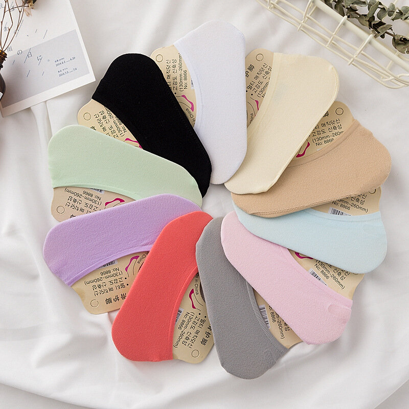 10 pares de calcetines de mujer verano primavera Otoño Invierno transpirable Color caramelo calcetines de barco absorbente de sudor desodorante calcetines de tobillo