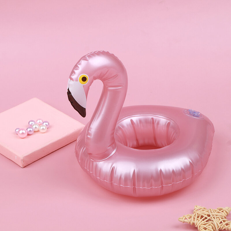 Flotador inflable para piscina de flamencos, Mini Flotador para bebidas, portavasos, anillo de natación, juguetes de fiesta