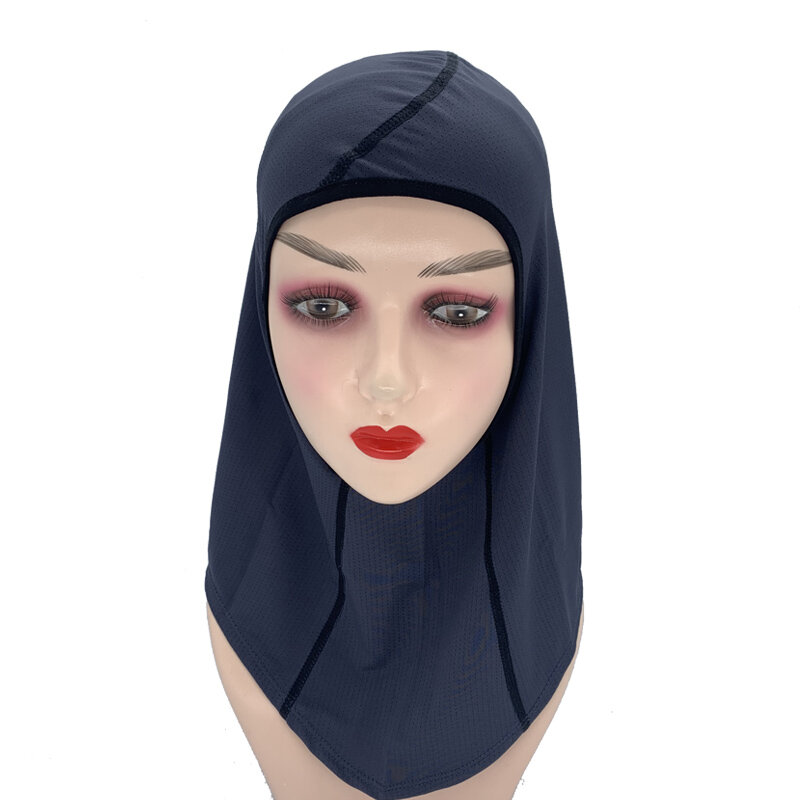 Vrouwen Sport Hijab Sjaal Een Stuk Mesh Jersey Moslim Hoofddoek Islamitische Tulband Caps Ademend Stretchy Antislip workout Hijab