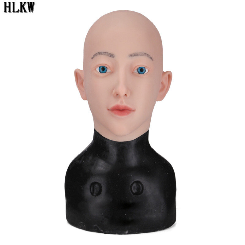 Máscara realista de silicona suave hecha a mano de alta calidad para mujer/niña, vestido cruzado, muñeca Sexy, máscara de Cosplay, máscara de Drag Queen para travestis