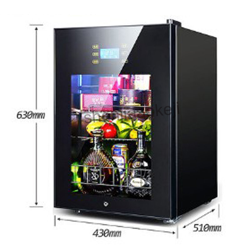 Cold Storage Refrigerator 62L Wine Refrigerators Transparent Glass Door Tea Drinks Freezers -5to10 Degrees C Food Sample Cabinet