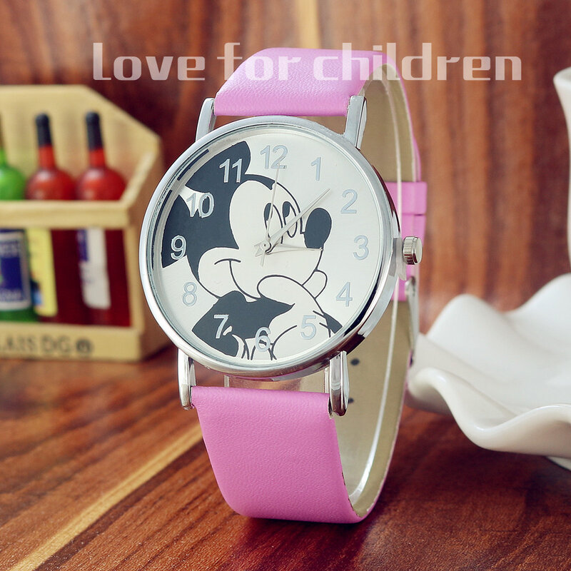 Лидер продаж, детские часы с милым Микки для девочек и мальчиков, модные часы с кристаллами, Детские кварцевые наручные часы, детские часы