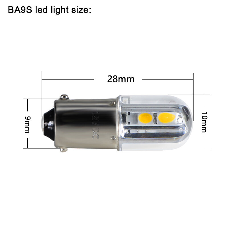 Minibombilla LED BA9S T4W, luz de día, 6v, 12v, 24v, 36v, 48v