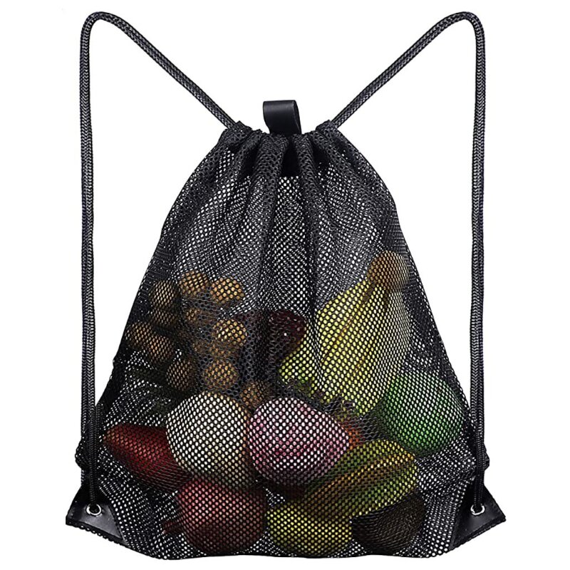 Sac à dos en maille robuste avec cordon de serrage, sacoche multifonction ventilée pour ballon de football, rangement d'équipement de sport, jouets de plage