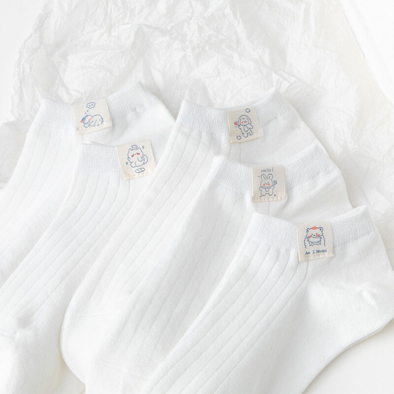 Chaussettes blanches respirantes pour filles, en Section fine, à la mode
