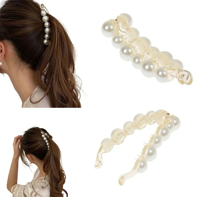 Horquilla de perla 2022, Clip de plátano de temperamento, Clip Vertical de moda, horquilla de cola de caballo, accesorios para el cabello de estilo Simple para mujeres